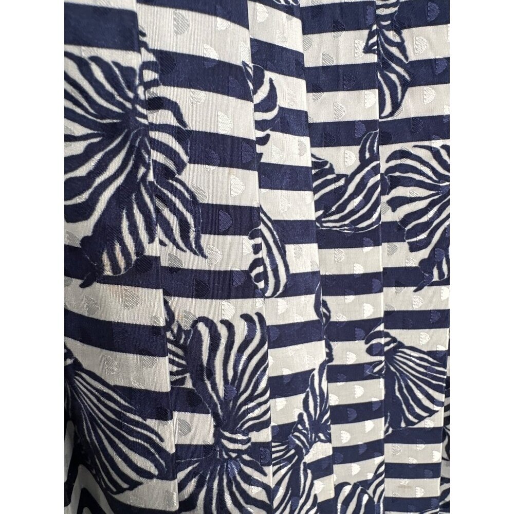 USA Made Midi Skirt Size 8 Elastic Waist Navy Stripe Floral Boho Coquette - Picture 2 of 7